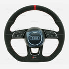 Audi RS3 Lenkrad mit abgeflachter Unterseite und roter Oberseite, Baujahre 20-23, aus Wildleder, Teilenummer 82A-419-091-AT-IXJ