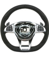 15-18 Mercedes-Benz C300 C350e C400 C43 C63 AMG Flat Bottom Suede Alcantara & Leather Steering Wheel # 205-460-26-03-9E38