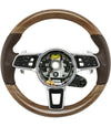 18-22 Porsche Cayenne PDK Multimedia Red Gum Wood Truffle Brown Leather Steering Wheel # 9Y0-419-091-KQ-OT2