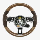 18-22 Porsche Cayenne PDK Multimedia Red Gum Wood Truffle Brown Steering Wheel # 9Y0-419-091-KQ-OT2
