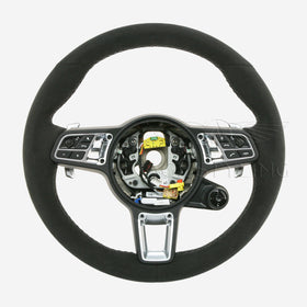 19-23 Porsche Cayenne Turbo Black Suede Alcantara Steering Wheel # 9Y0-419-091-BQ-2W0