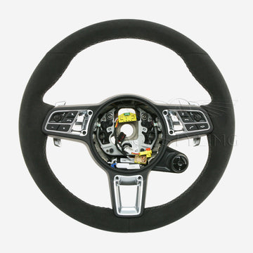 19-23 Porsche Cayenne Turbo Black Suede Alcantara Steering Wheel # 9Y0-419-091-BQ-2W0
