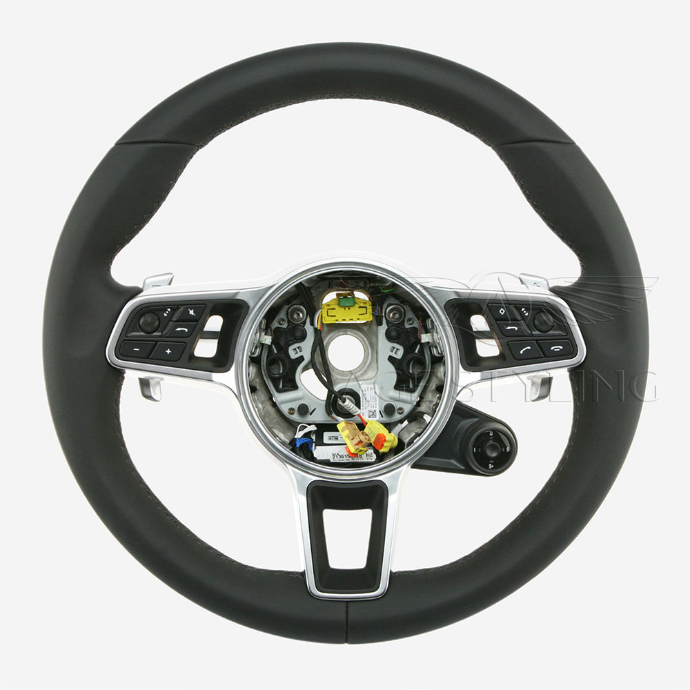 18-22 Porsche Cayenne PDK Multimedia Black Leather Heated Steering Wheel # 9Y0-419-091-JH-A34