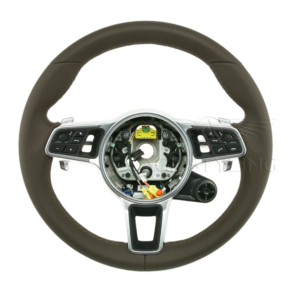 17-20 Porsche Panamera Hybrid Steering Wheel Saddle Brown # 971-419-091-SG-OK6