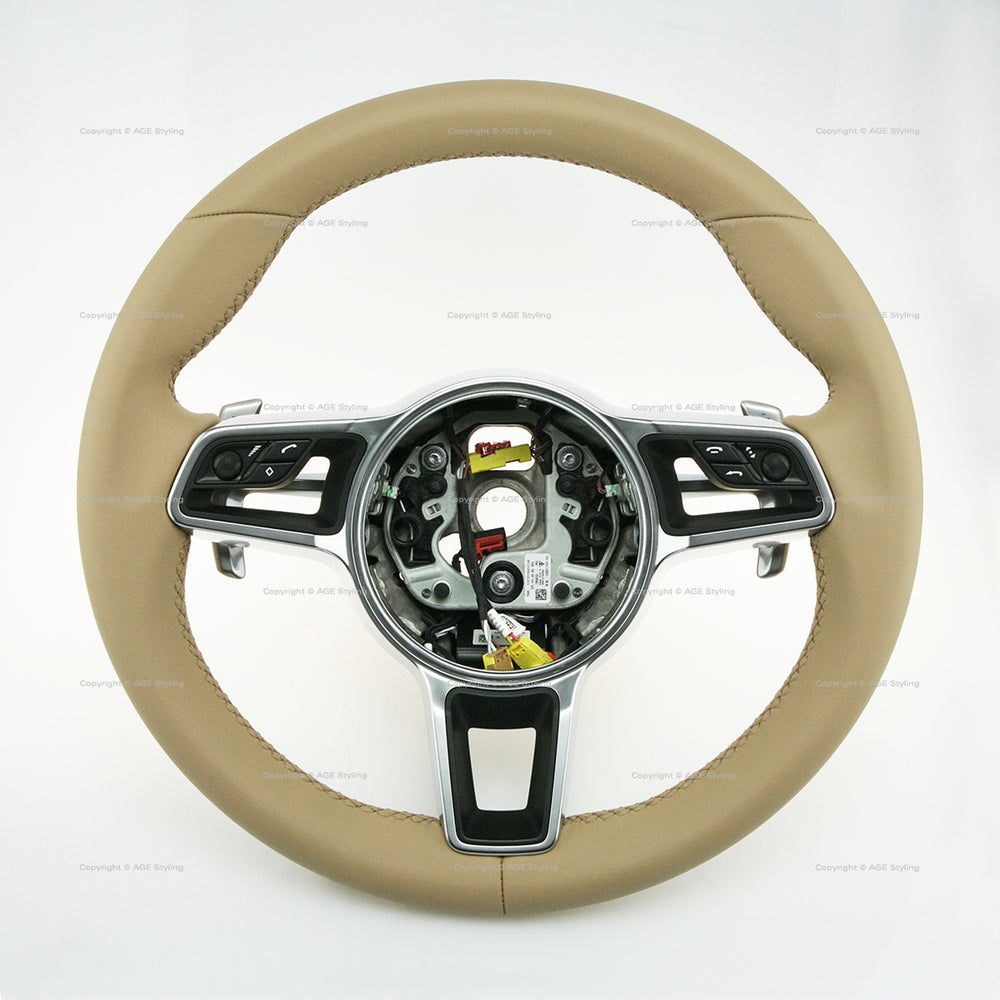 15-18 Porsche Cayenne GTS PDK Steering Wheel Luxor Beige Leather # 958-347-804-30-9J9