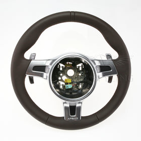 12-16 Porsche 911 Boxster Cayman Steering Wheel Brown Leather # 991-347-803-60-6H6