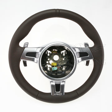 12-16 Porsche 911 Boxster Cayman Steering Wheel Brown Leather # 991-347-803-60-6H6