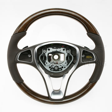 16-19 Mercedes-Benz GLE350 GLE400 GLE450 GLE550e GLE43 Walnut Wood Brown Leather Steering Wheel # 002-460-24-03-8R01