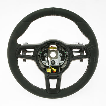 17-19 Porsche 911 GT3 Cayman 718 Boxster Suede Alcantara Steering Wheel # 9P1-419-091-GD-RBB