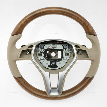 13-14 Mercedes-Benz CLS350 CLS550 Poplar Wood Beige Leather Steering Wheel # 218-460-07-03-8P64