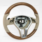 13-14 Mercedes-Benz CLS350 CLS550 Poplar Wood Beige Leather Steering Wheel # 218-460-07-03-8P64