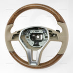 13-14 Mercedes-Benz CLS350 CLS550 Poplar Wood Beige Leather Steering Wheel # 218-460-07-03-8P64