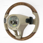 13-14 Mercedes-Benz CLS350 CLS550 Poplar Wood Beige Leather Steering Wheel # 218-460-07-03-8P64