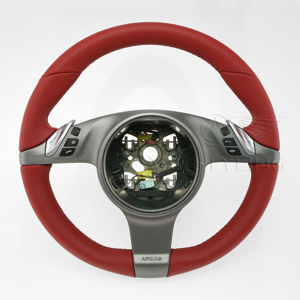 09-13 Porsche 911 Cayman Boxster Carrera Red Leather Steering Wheel # 997-347-803-21-N14