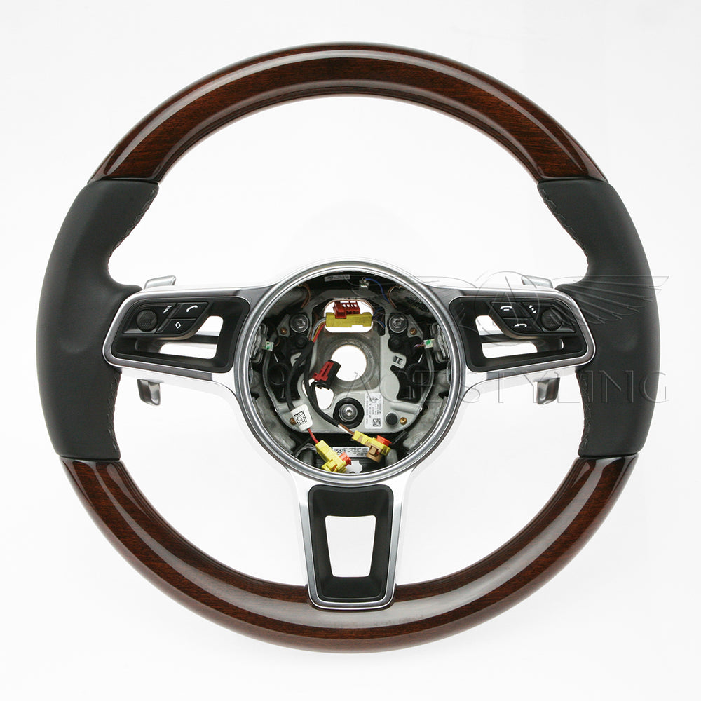 17-24 Porsche Cayman 718 Boxster 911 Mahogany Wood Steering Wheel # 9P1-419-091-EL-A34