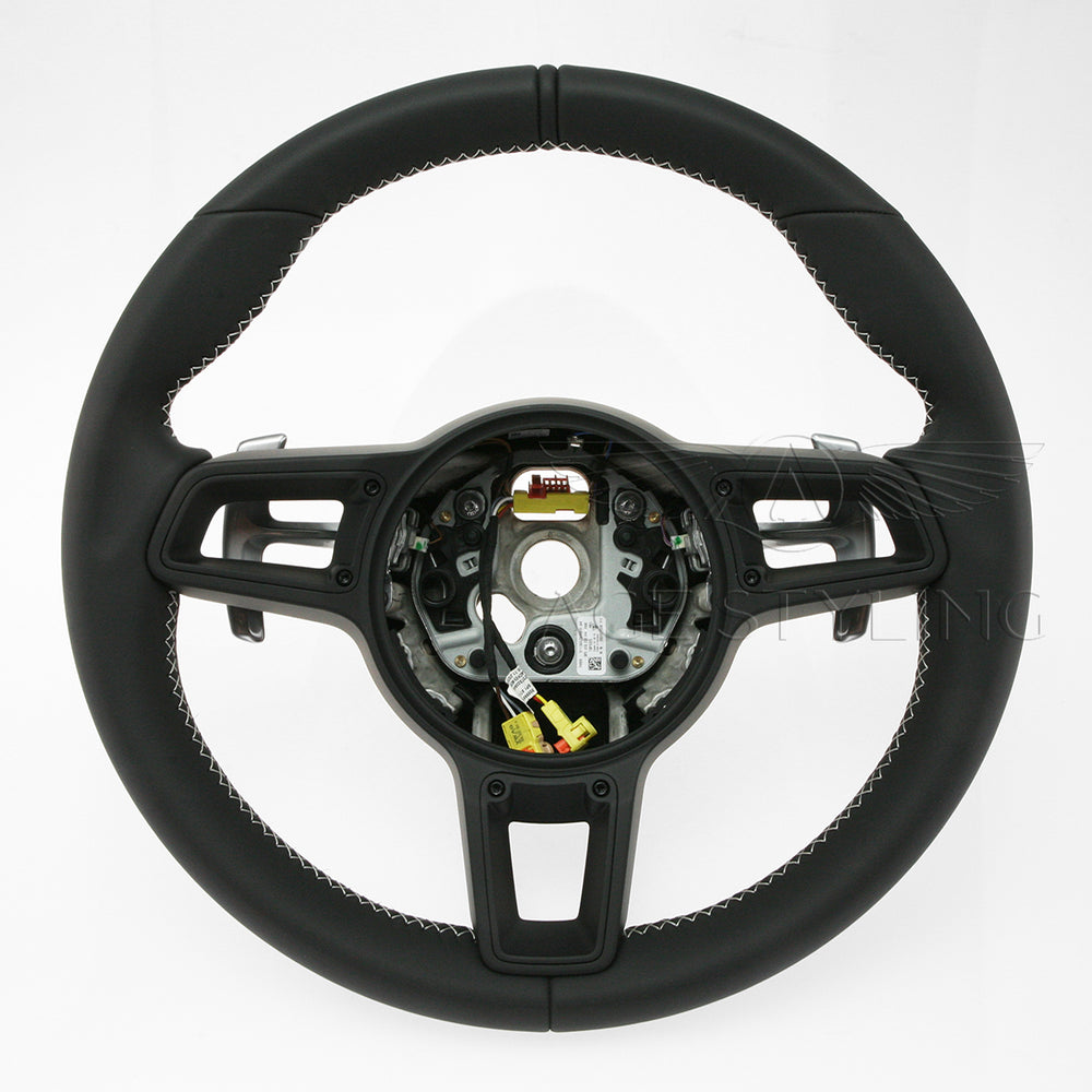 17-19 Porsche GT2 RS GT3 RS PDK Steering Wheel Black Leather Platinum Gey Guards # 9P1-419-091-GE-DRN