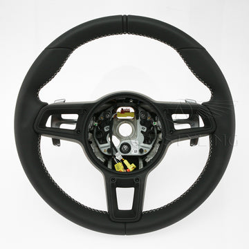 17-19 Porsche GT2 RS GT3 RS PDK Steering Wheel Black Leather # 9P1-419-091-GE-DRN, 9P1 419 091 GE DRN, 9P1419091GEDRN