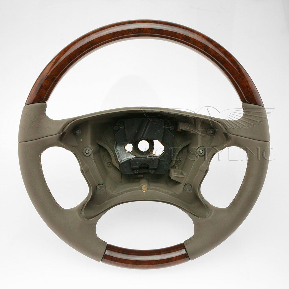 05-09 Mercedes-Benz CLK320 CLK350 CLK500 CLK55 CLK63 AMG Walnut Wood Gray Leather Steering Wheel # 219-460-52-03-8L00