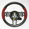 17-19 Porsche 911 Cayman Boxster PDK Steering Wheel Carbon Fiber Bordeaux Red Leather # 9P1-419-091-CUS-TOM