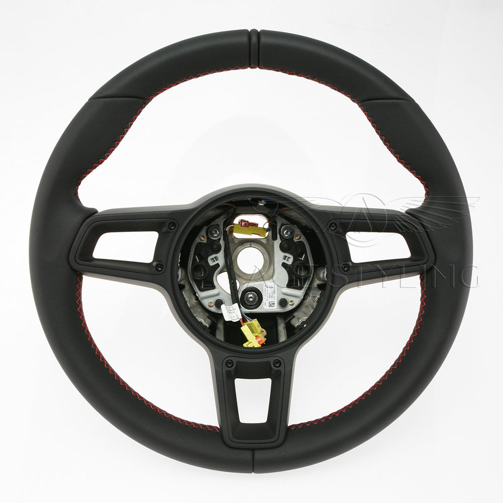 17-19 Porsche GT2 RS GT3 RS Black Leather Steering Wheel Red Guards # 9P1-419-091-GG-DRO