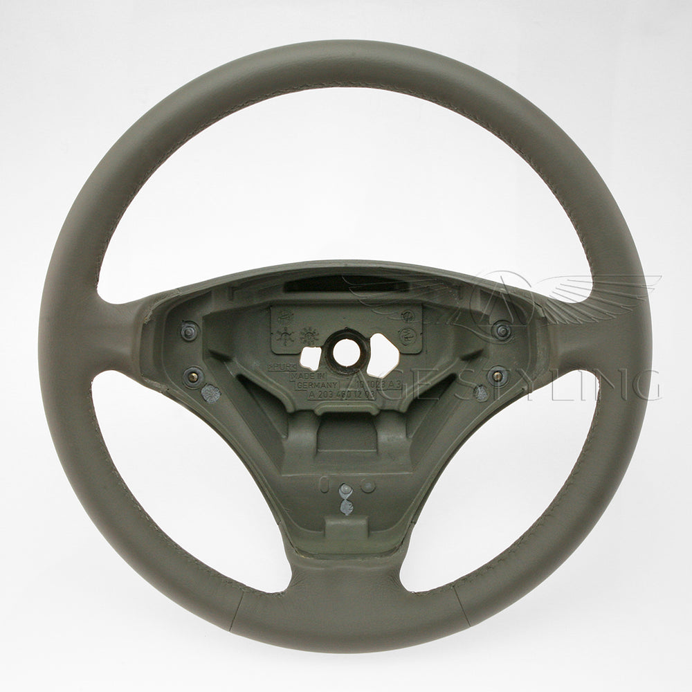 02-05 Mercedes-Benz C230 Dolomite Gray Leather Steering Wheel # 203-460-12-03-8H83