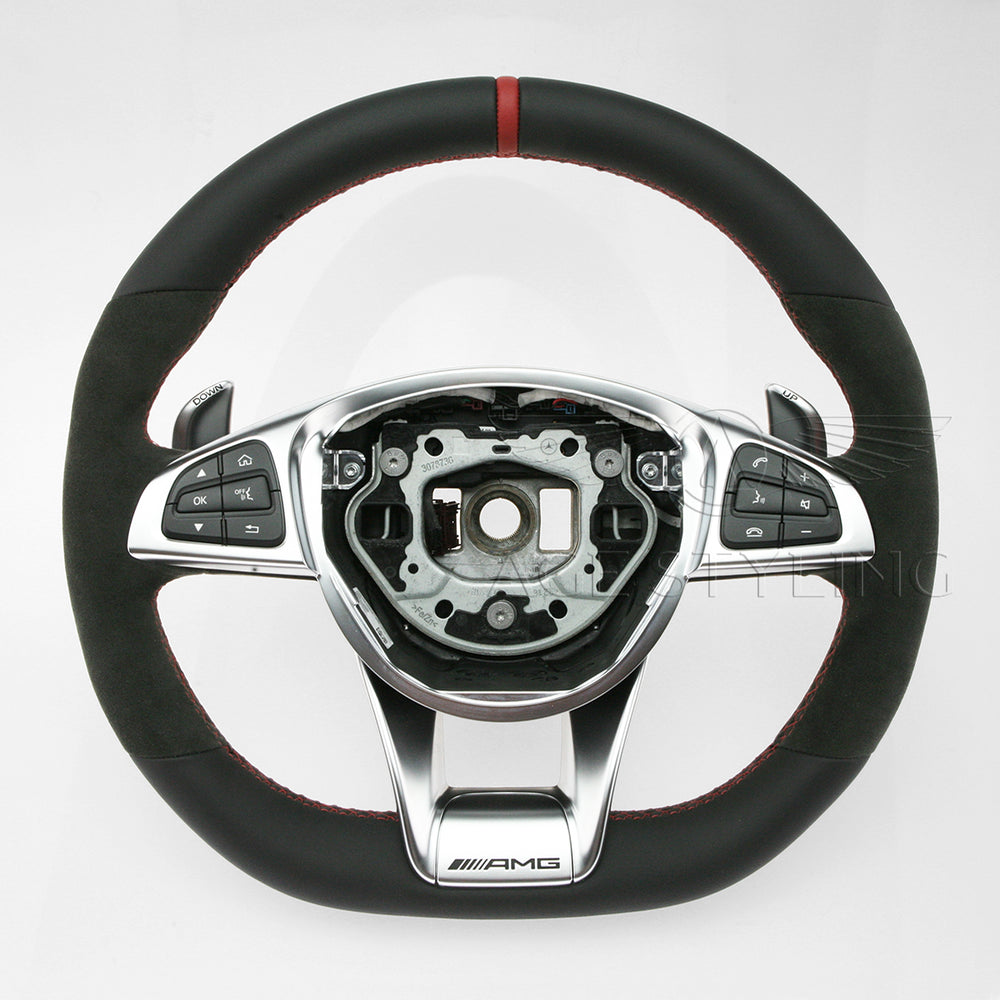 00-18 Mercedes-Benz C300 C350e C400 C43 C63 AMG Flat Bottom Steering Wheel # 205-460-26-03-3D27