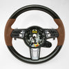 17-20 Porsche Panamera E-Hybrid Wood Cohiba Brown Leather PDK Steering Wheel # 971-419-091-TQ-ON1