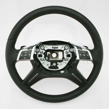 10-18 Mercedes-Benz E350 E400 E550 E63 Black Leather Steering Wheel # 166-460-72-03-9E38, A-166-460-72-03-9E38, 166 460 72 03 9E38, 16646072039E38