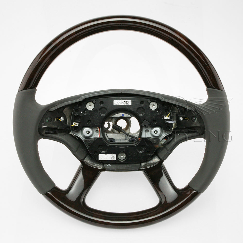 07-08 Mercedes-Benz CL550 CL600 CL63 CL65 Dark Wood Steering Wheel Grey Leather # 221-460-04-03-7J14