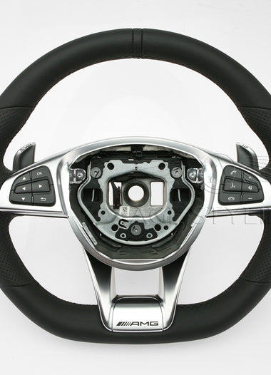 14-19 Mercedes-Benz GLE63 SL63 ML63 AMG Flat Bottom Steering Wheel # 166-460-11-18-9E38