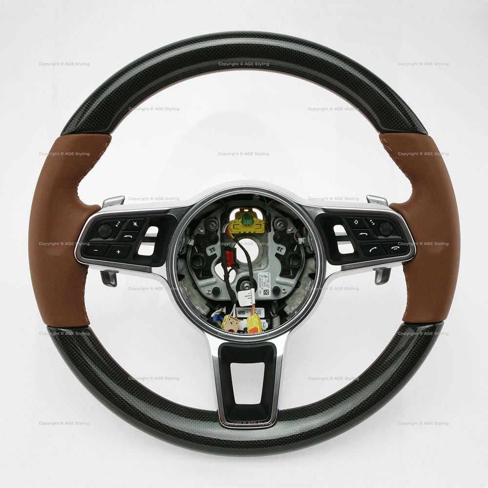 17-21 Porsche Panamera Carbon Fiber Leather Steering Wheel # 971-419-091-FC-ON1