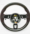 17-21 Porsche Panamera Walnut Wood Marsala Red Leather Steering Wheel # 971-419-091-RN-8U7