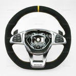 17-19 Mercedes-Benz GLC43 GLC63 C63 AMG Suede Yellow Top Steering Wheel # 253-460-78-00-1C86