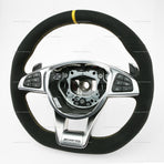 17-19 Mercedes-Benz GLC43 GLC63 C63 AMG Suede Yellow Top Steering Wheel # 253-460-78-00-1C86