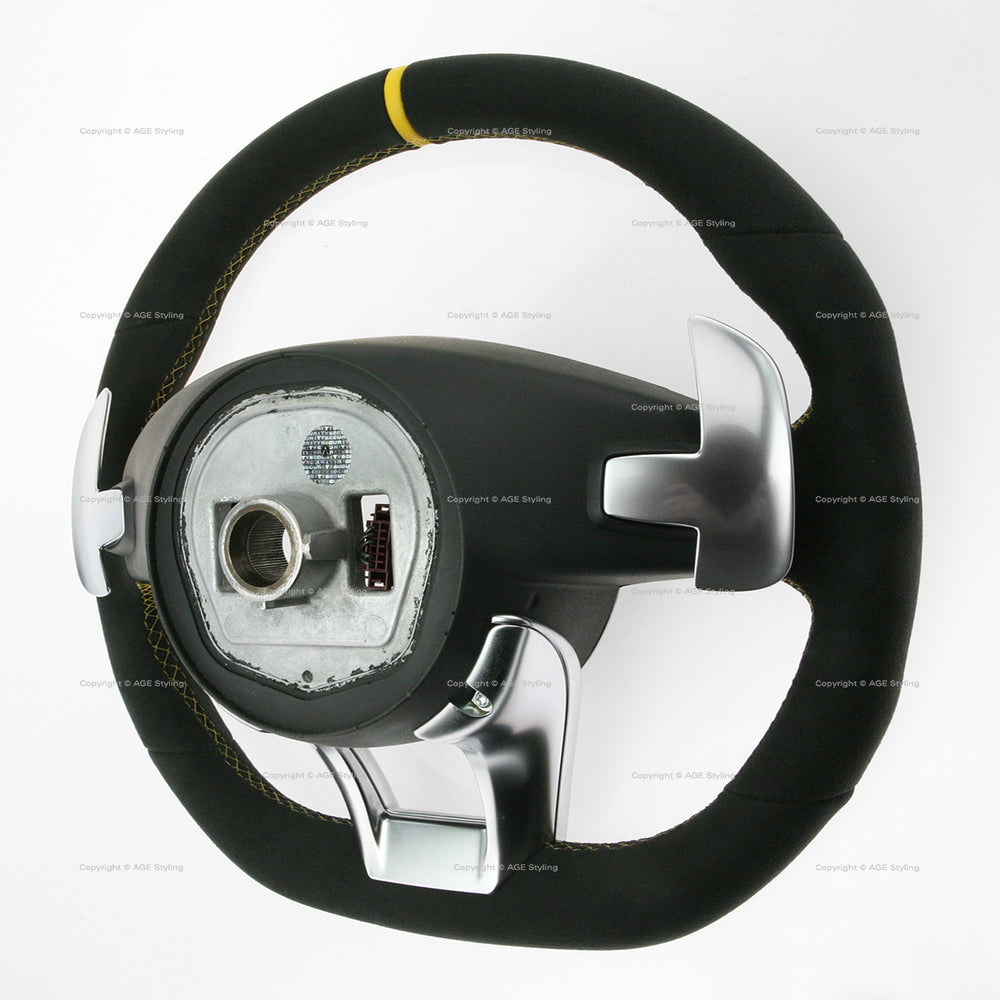 17-19 Mercedes-Benz GLC43 GLC63 C63 AMG Suede Yellow Top Steering Wheel # 253-460-78-00-1C86
