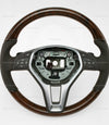 12-13 Mercedes-Benz E350 Walnut Wood Mock Brown Leather Steering Wheel # 218-460-15-18-8P18