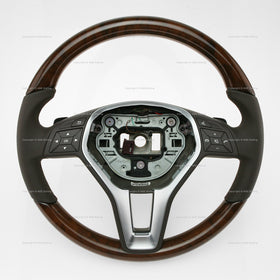 12-13 Mercedes-Benz E350 Walnut Wood Mock Brown Leather Steering Wheel # 218-460-15-18-8P18