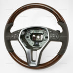 12-13 Mercedes-Benz E350 Walnut Wood Mock Brown Leather Steering Wheel # 218-460-15-18-8P18