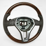 12-13 Mercedes-Benz E350 Walnut Wood Mock Brown Leather Steering Wheel # 218-460-15-18-8P18