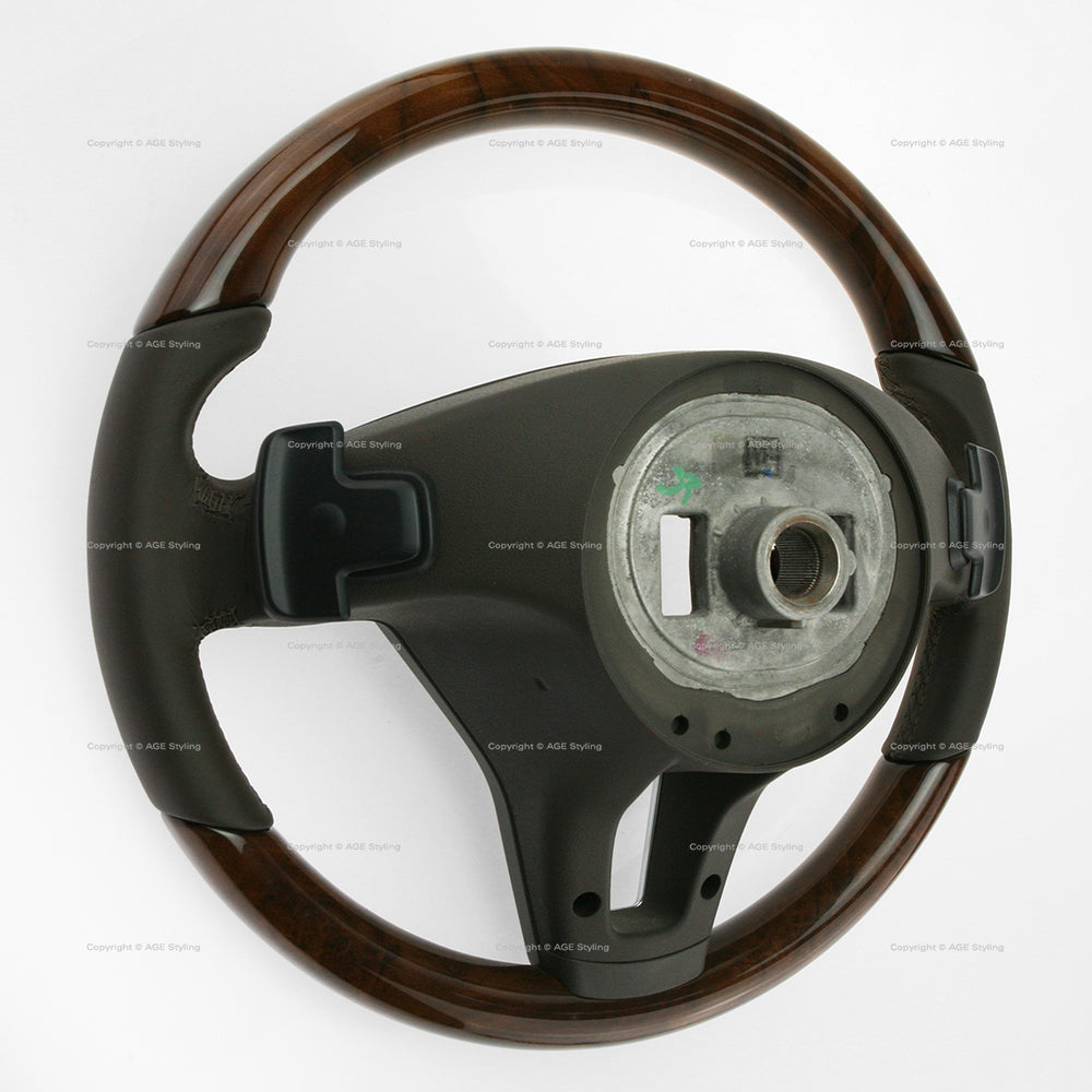 12-13 Mercedes-Benz E350 Walnut Wood Mock Brown Leather Steering Wheel # 218-460-15-18-8P18