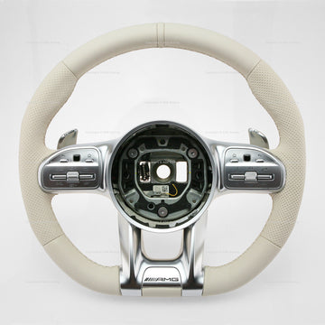 18-20 Mercedes-Benz S450 S560 S63 S65 AMG Flat Bottom Steering Porcelain Beige # 000-460-99-08-1B55