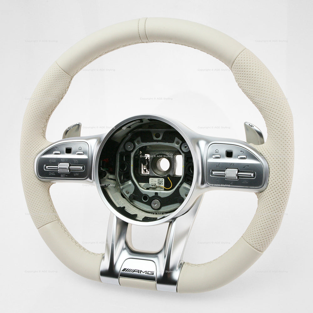 18-20 Mercedes-Benz S450 S560 S63 S65 AMG Flat Bottom Steering Porcelain Beige # 000-460-99-08-1B55