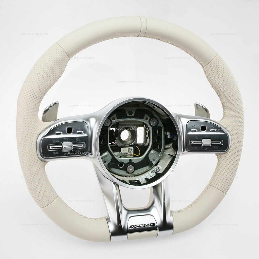 18-20 Mercedes-Benz S450 S560 S63 S65 AMG Flat Bottom Steering Porcelain Beige # 000-460-99-08-1B55