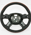 11-18 Audi A8 S8 Walnut Wood Black Leather Steering Wheel # 4H0-419-091-AD-UQH