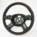 11-18 Audi A8 S8 Walnut Wood Black Leather Steering Wheel # 4H0-419-091-AD-UQH