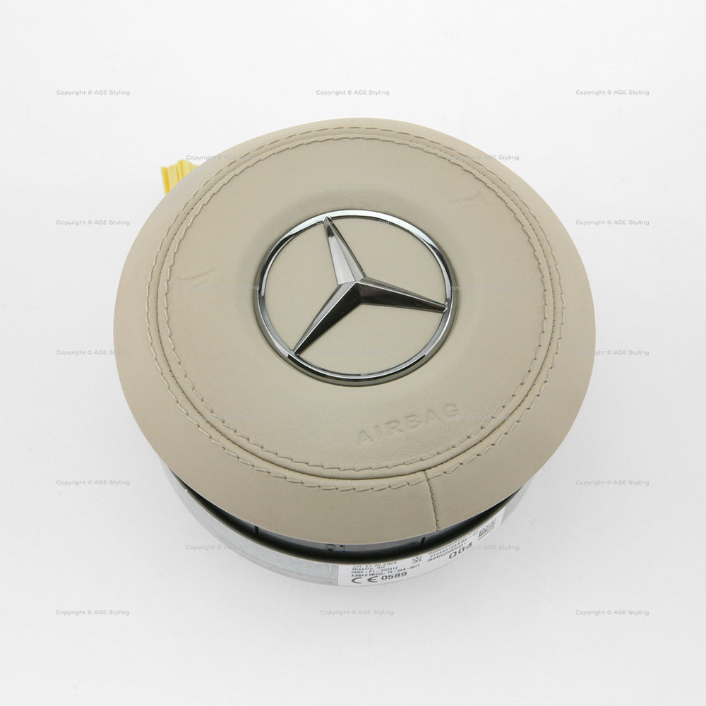 17-21 Mercedes-Benz S450 S560 S63 S65 AMG Driver Airbag Silk Beige Leather # 000-860-30-02-8R85