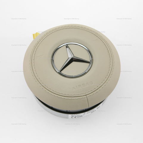 17-21 Mercedes-Benz S450 S560 S63 S65 AMG Driver Airbag Silk Beige Leather # 000-860-30-02-8R85