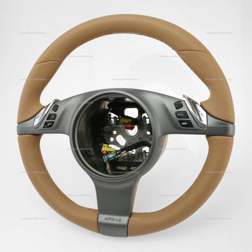 09-13 Porsche 997 Cayman Boxster PDK Steering Wheel Sand Beige Leather # 997-347-803-21-T24