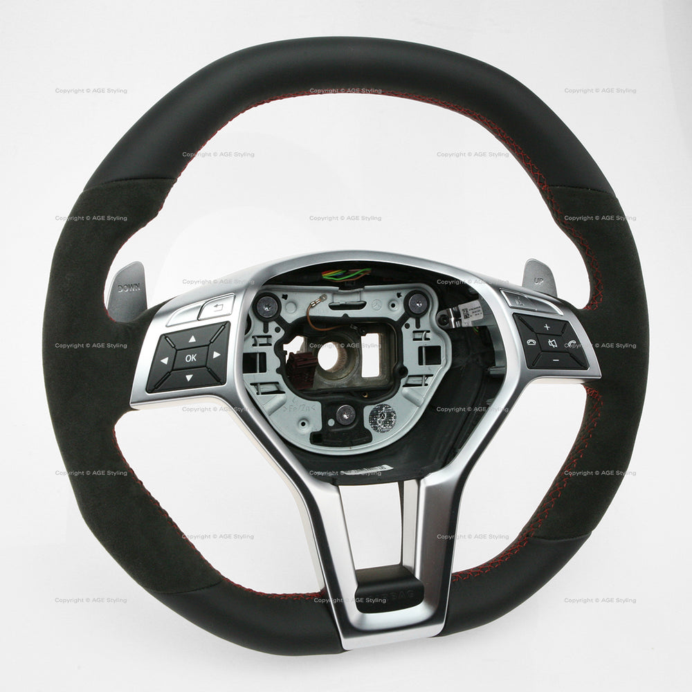 12-16 Mercedes-Benz C63 AMG Flat Bottom Alcantara Steering Wheel # 204-460-47-03-3D16