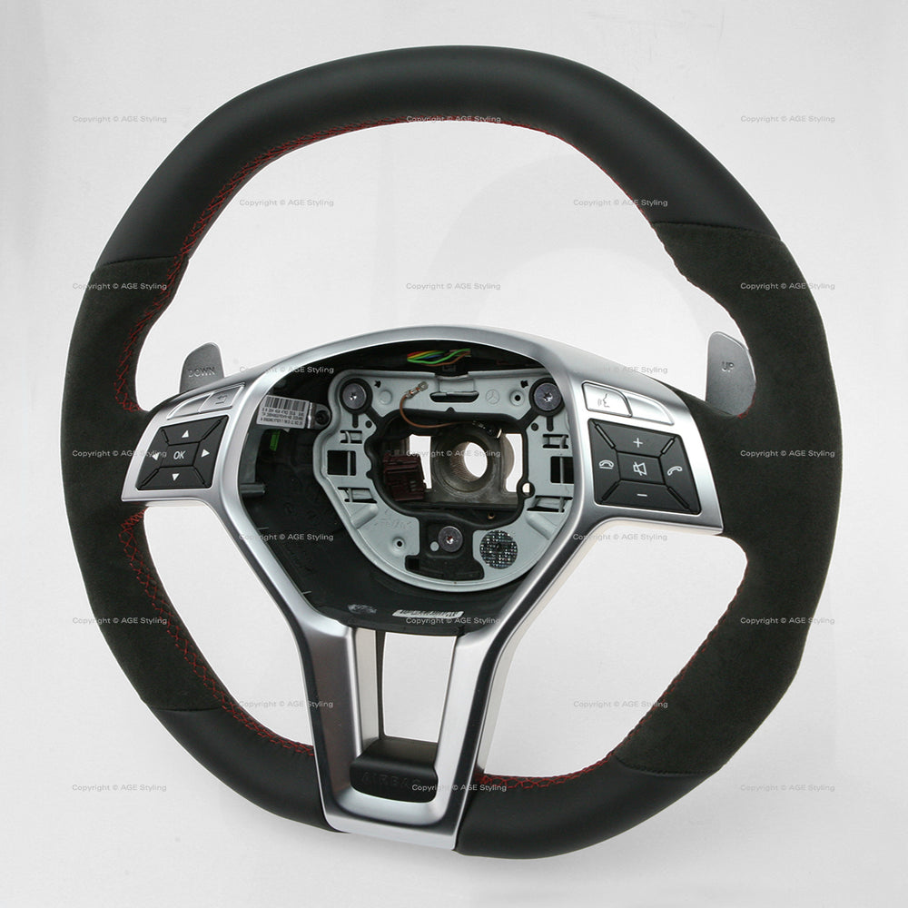 12-16 Mercedes-Benz C63 AMG Flat Bottom Alcantara Steering Wheel # 204-460-47-03-3D16